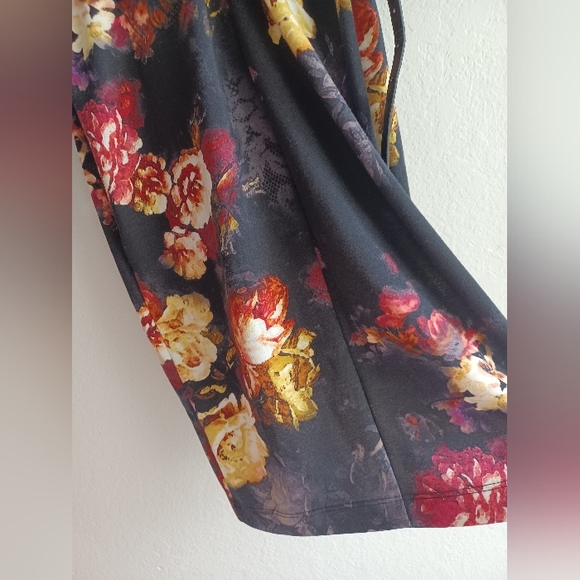 Venus black floral bodycon dress with mesh sleeves and mesh upper back, Small - Picture 5 of 9